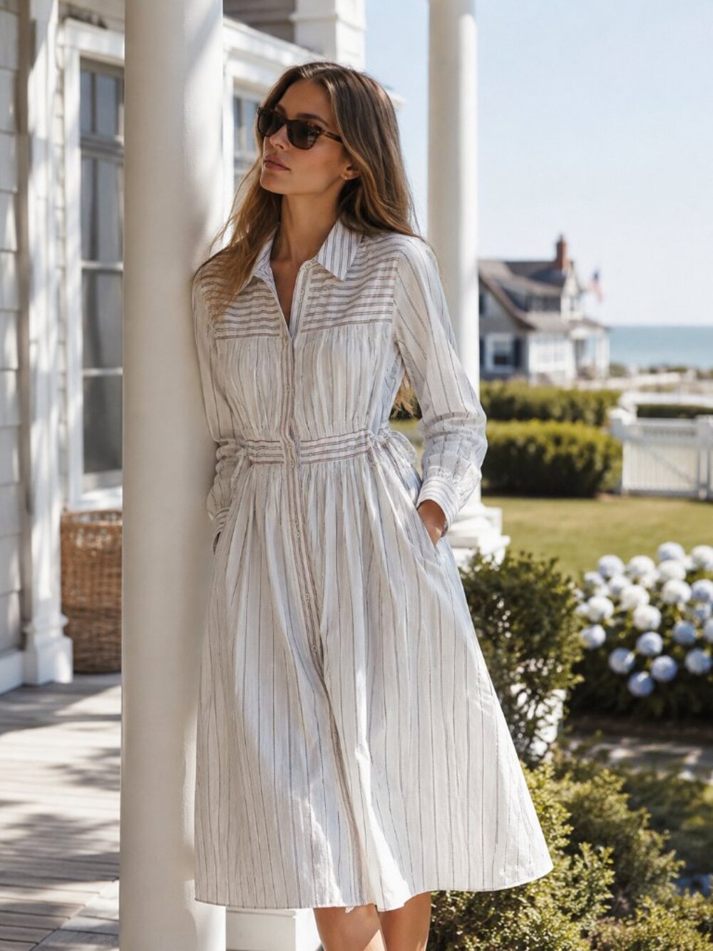 Warm Cotton Stripe Tie Back Dress | Size 0 / XS